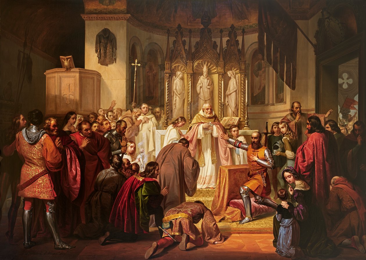 Vittore Pisani reçoit la sainte communion avant de prendre le commandement d