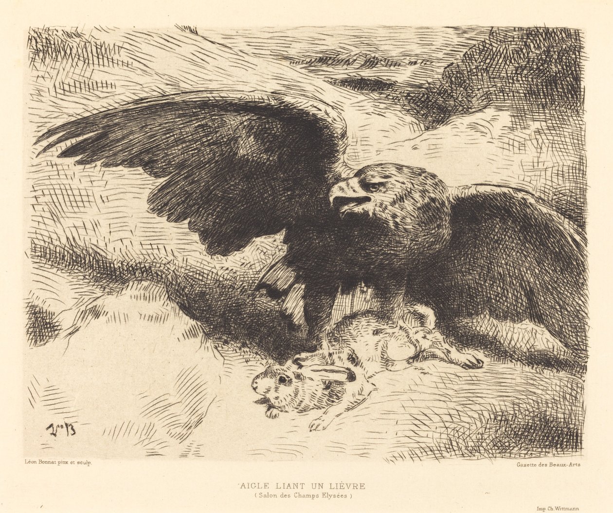 Aigle Liant un Lièvre - Léon Bonnat