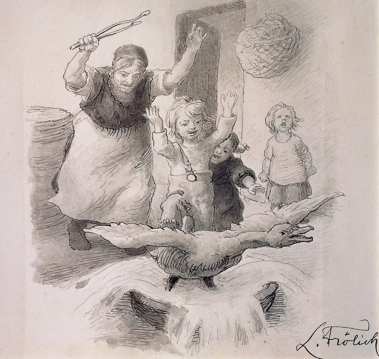 Le Vilain Petit Canard, illustration de Lorenz Frolich pour le conte de Hans Christian Andersen - Lorens Frolich