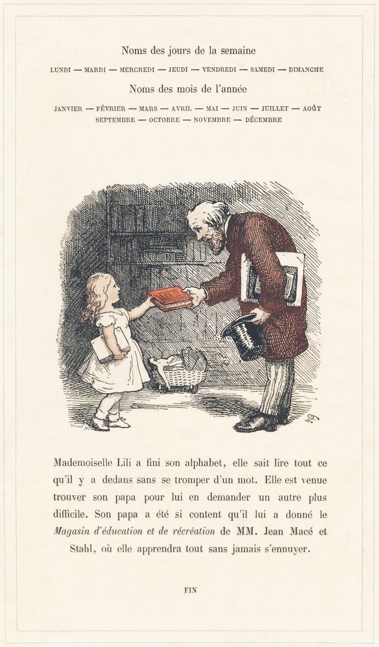 Mademoiselle Lili sait lire, page 40 - Alphabet de Mademoiselle Lili, par L. Froelich et par un papa (Hetzel lui-même). Bibliothèque & Magasin d