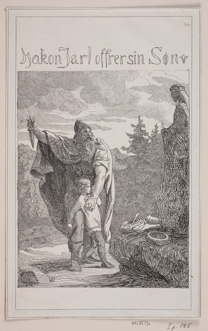 Hakon Jarl sacrifie son fils - Lorenz Frølich