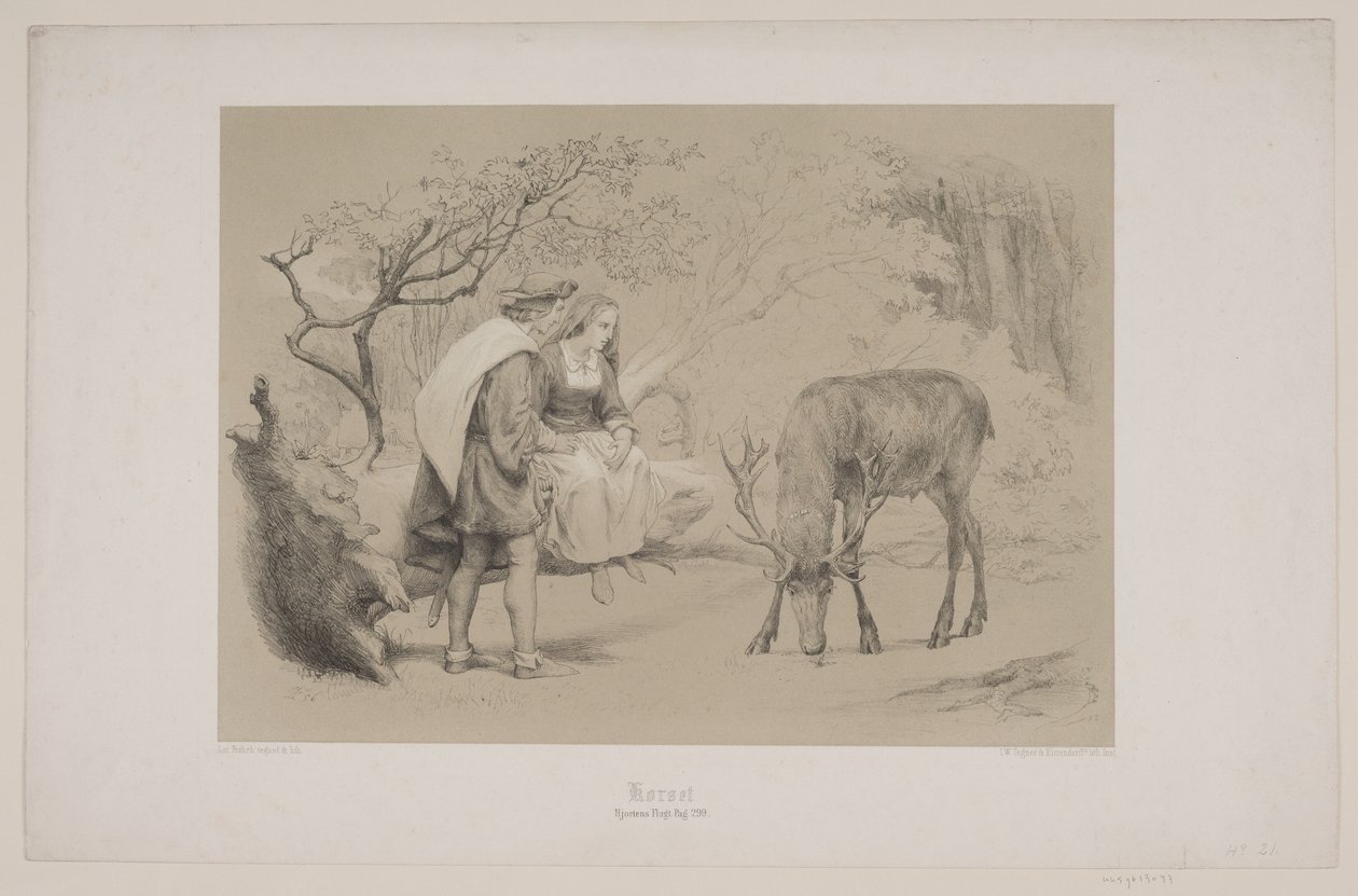 La Croix, page 299, illustration pour "La Chasse du Cerf" de Christian Winther - Lorenz Frølich