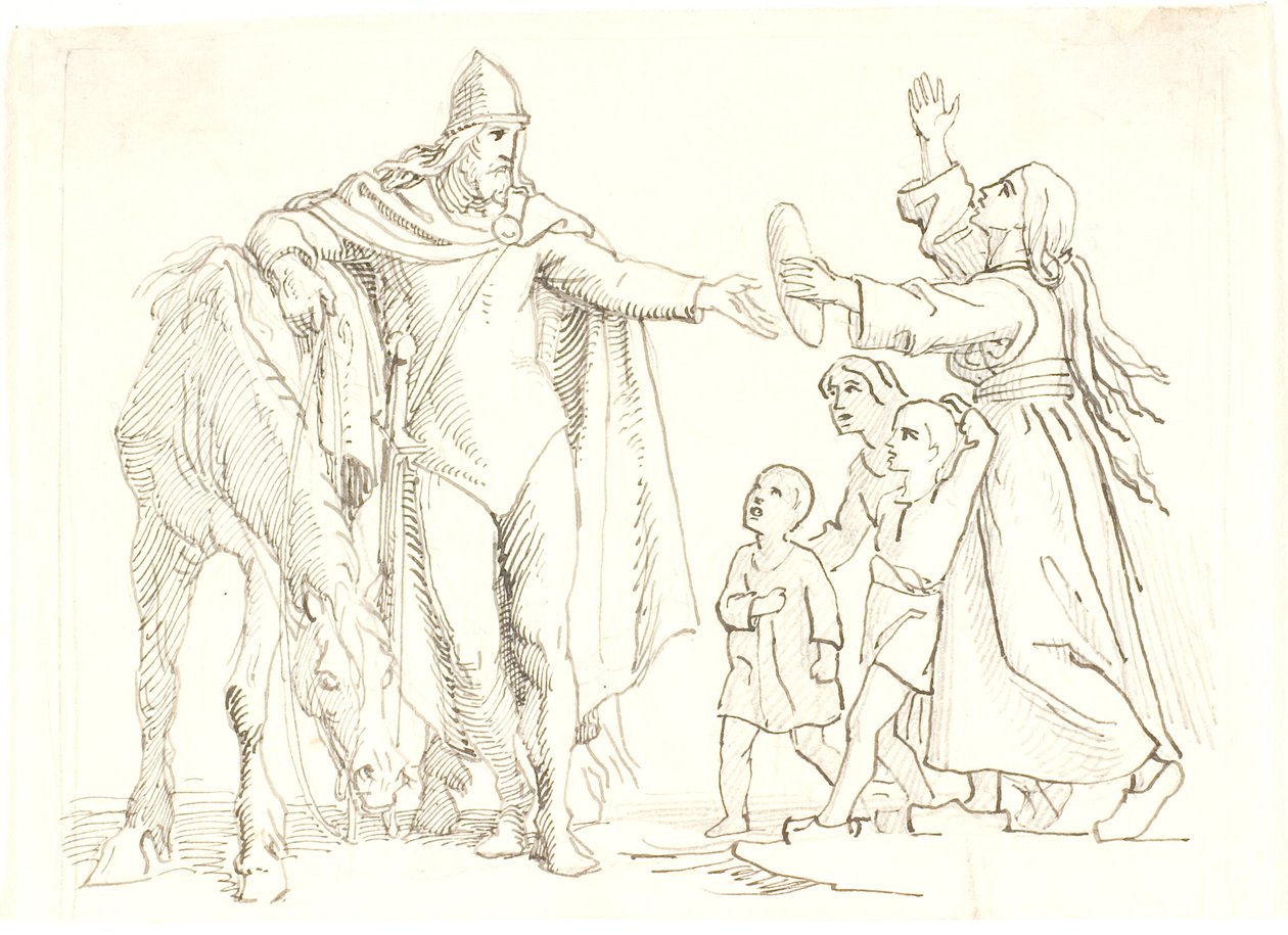 Esquisse pour Niels Ebbesen et la pauvre femme - Lorenz Frølich