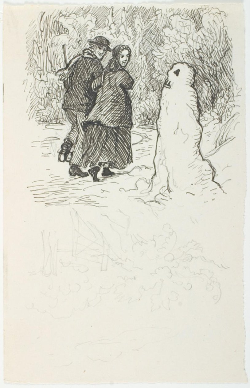 Esquisse pour une illustration de "Le Bonhomme de neige" - Lorenz Frølich