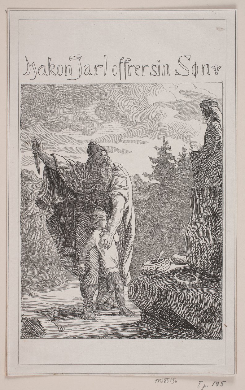 Hakon Jarl sacrifie son fils - Lorenz Frølich