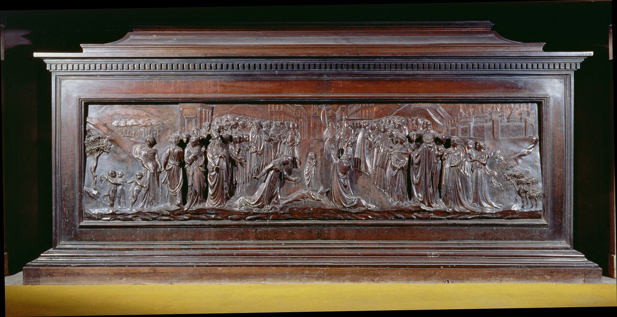 Le Sanctuaire de Saint Zenobius montrant un long panneau représentant le Miracle du Garçon Strozzi - Lorenzo Ghiberti
