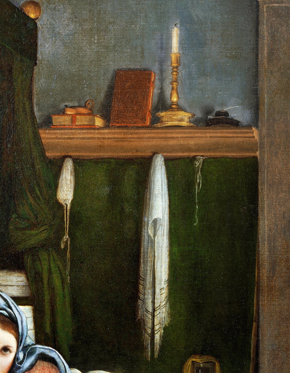 Étagère avec candélabre et livres (détail) - Lorenzo Lotto