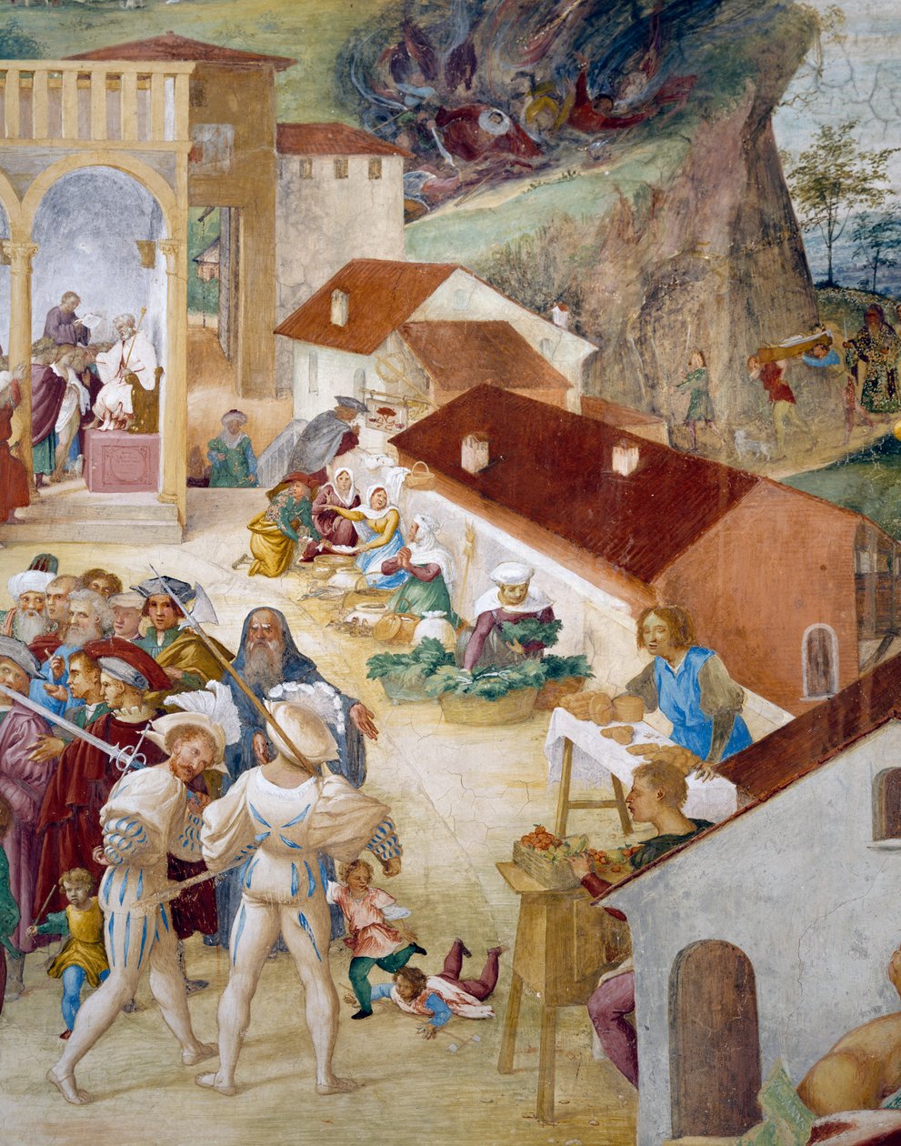 Soldats, gens du peuple et marché, (détail) - Lorenzo Lotto