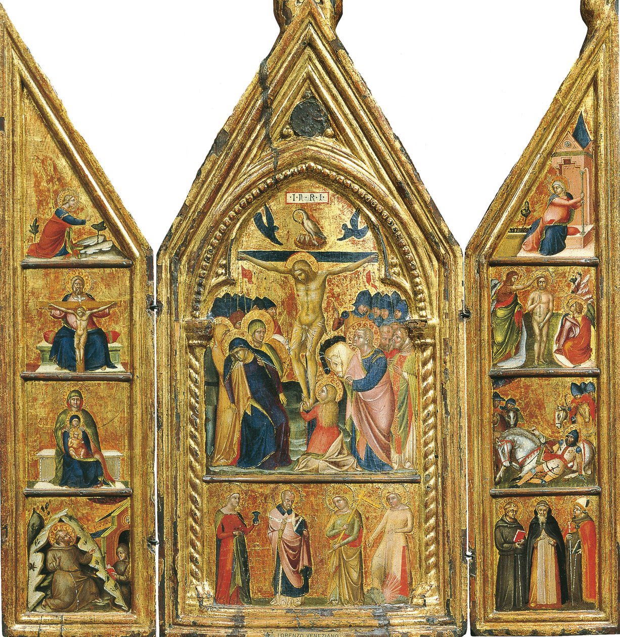 Triptyque portable avec une Crucifixion centrale - Lorenzo Veneziano