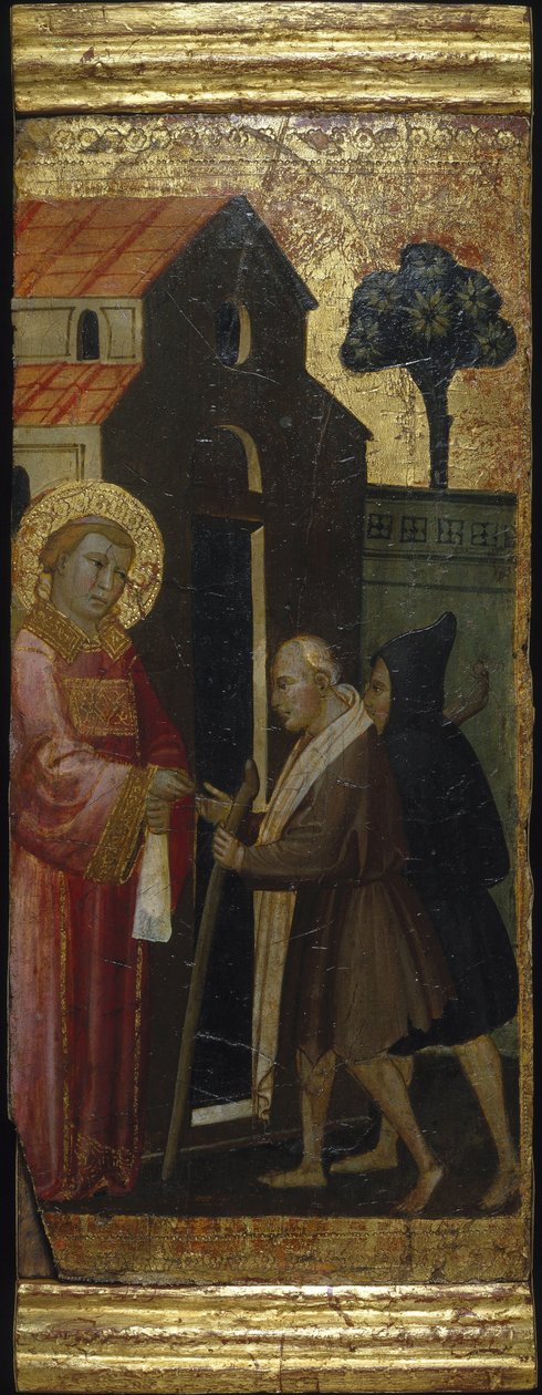 Saint Laurent distribuant des aumônes aux pauvres. Scènes de la vie de Saint Laurent, prédelle - Lorenzo di Niccolò