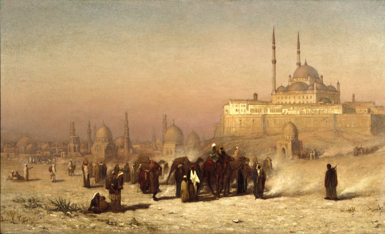 Sur le chemin entre le Vieux et le Nouveau Caire, mosquée de la Citadelle de Mohammed Ali et tombes des Mamelouks, 1872 - Louis Comfort Tiffany