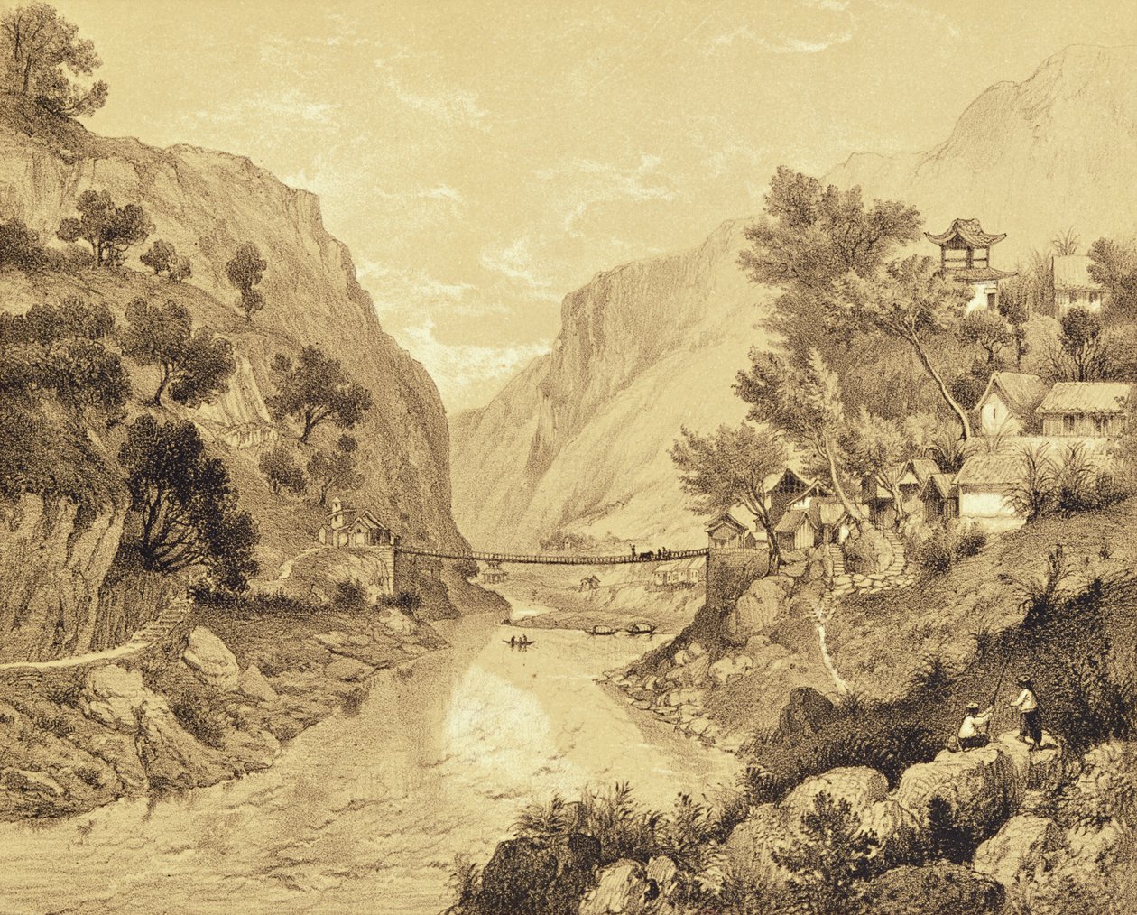 Pont suspendu à Lao-Oua-Tan, Planche 46, de 