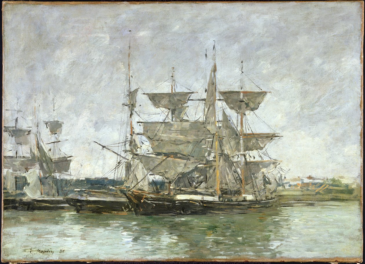 Bateaux dans le port, Deauville, 1881 - Eugene Louis Boudin