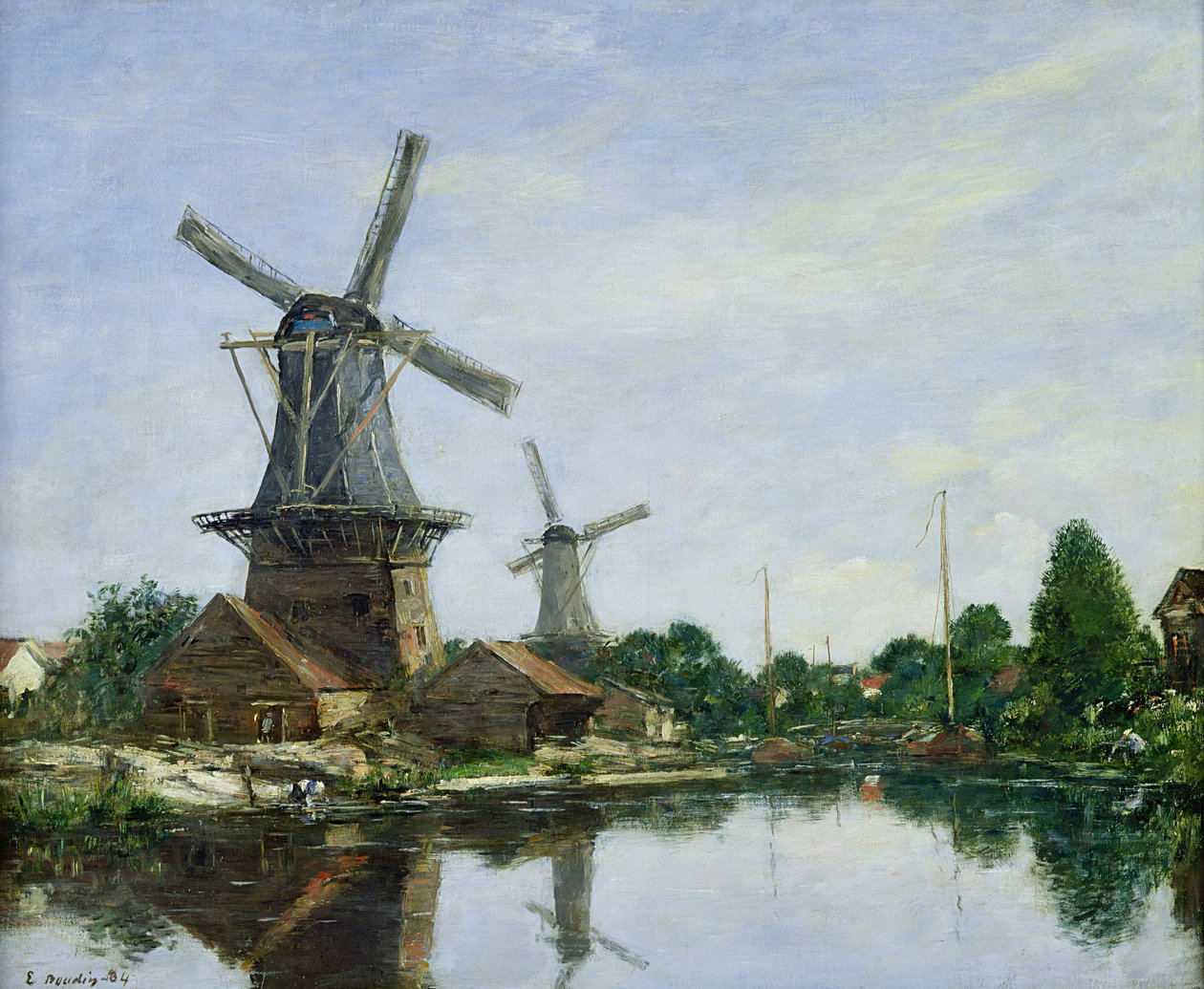 Moulins à vent néerlandais - Eugene Louis Boudin