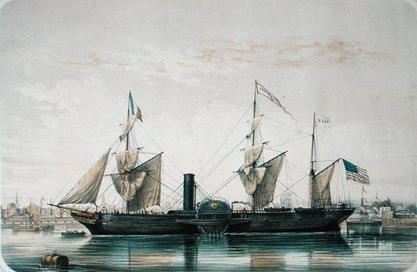 Le S.S. Franklin dans le bassin de Floride au Havre, vers 1851 - Louis Le Breton