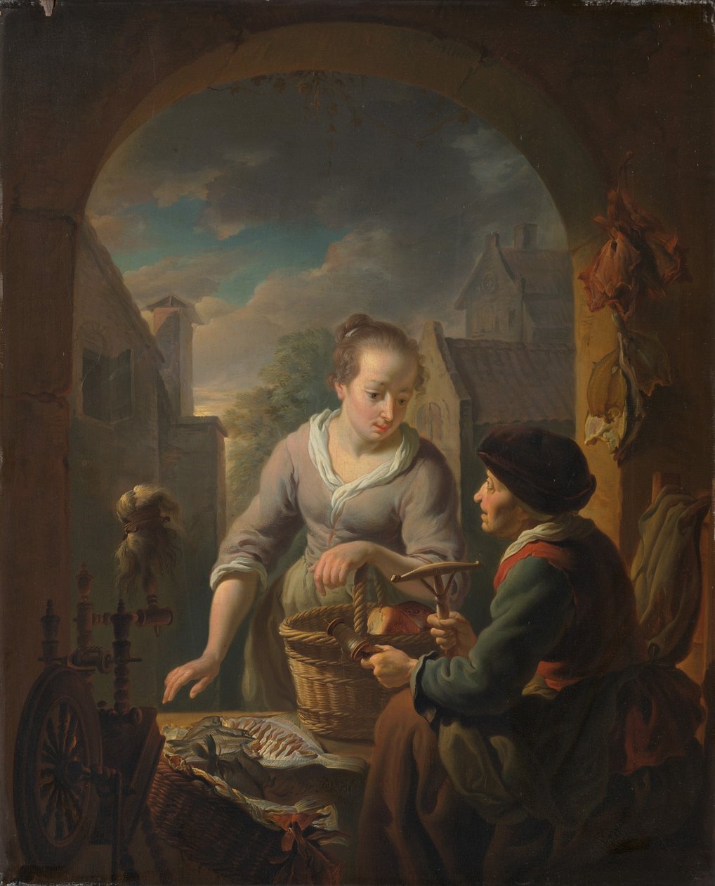 Vendeuse de poissons le soir - Louis de Moni