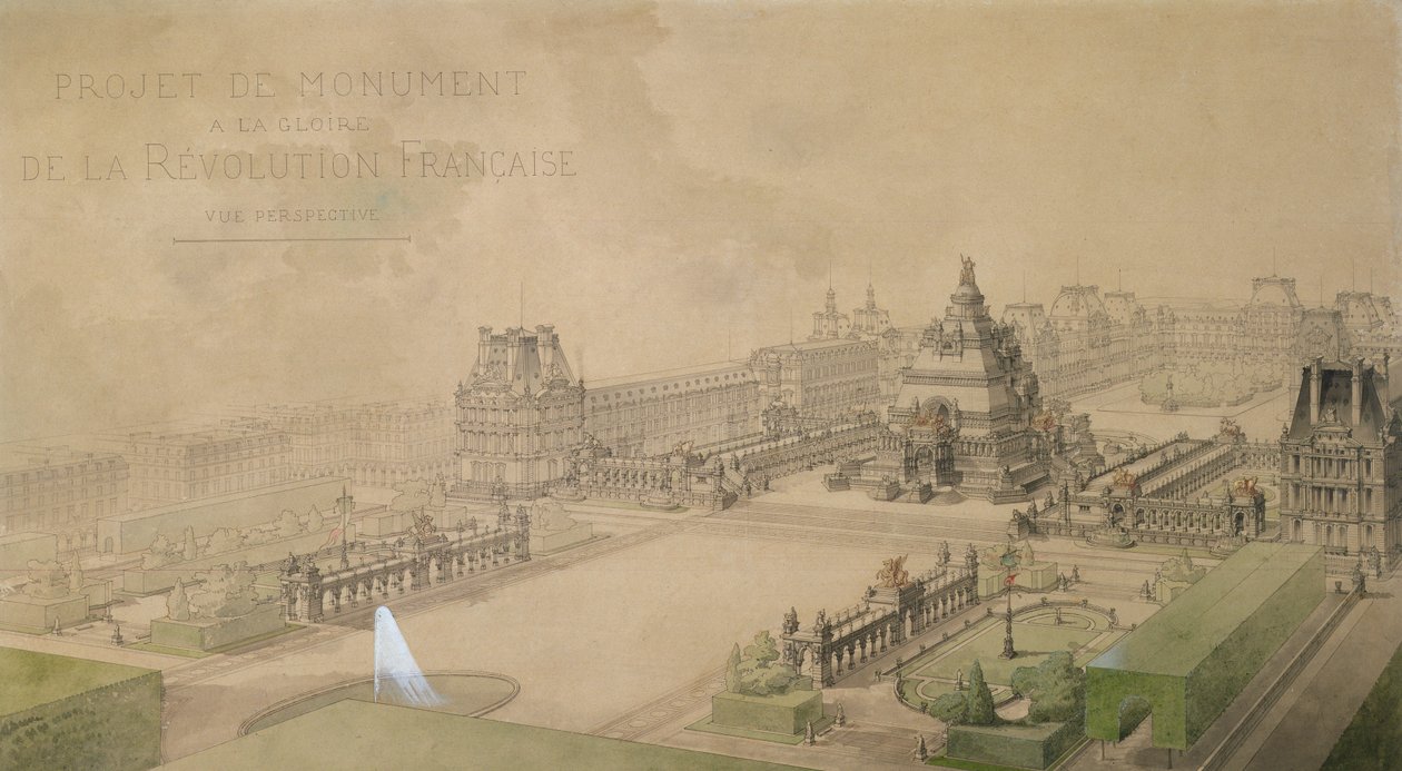 Projet pour une pyramide au Louvre comme monument à la gloire de la Révolution française - Louis Ernest Lheureux
