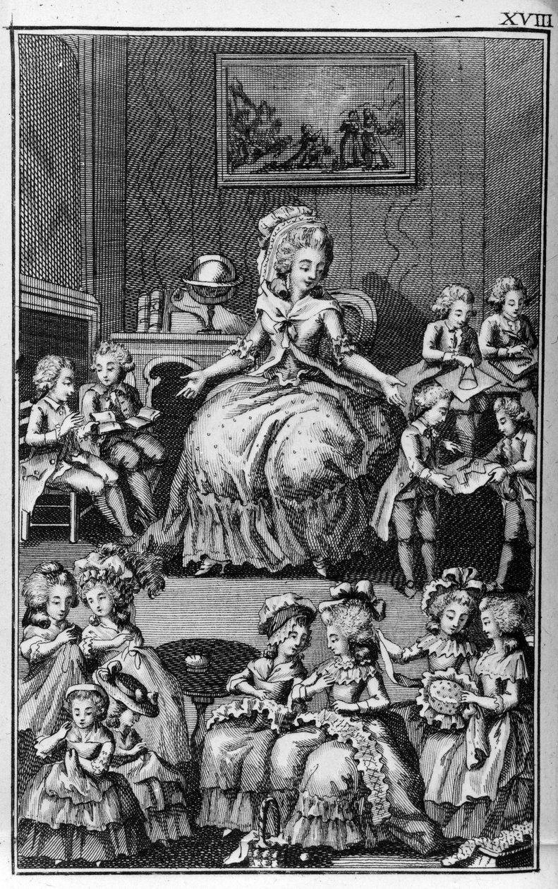 Illustration de Louis Binet (1744-1800) pour le livre de Nicolas Edme Restif de La Bretonne « Les Parisiennes », ou XL Caractères généraux pris dans les mœurs modernes, propres à servir à l