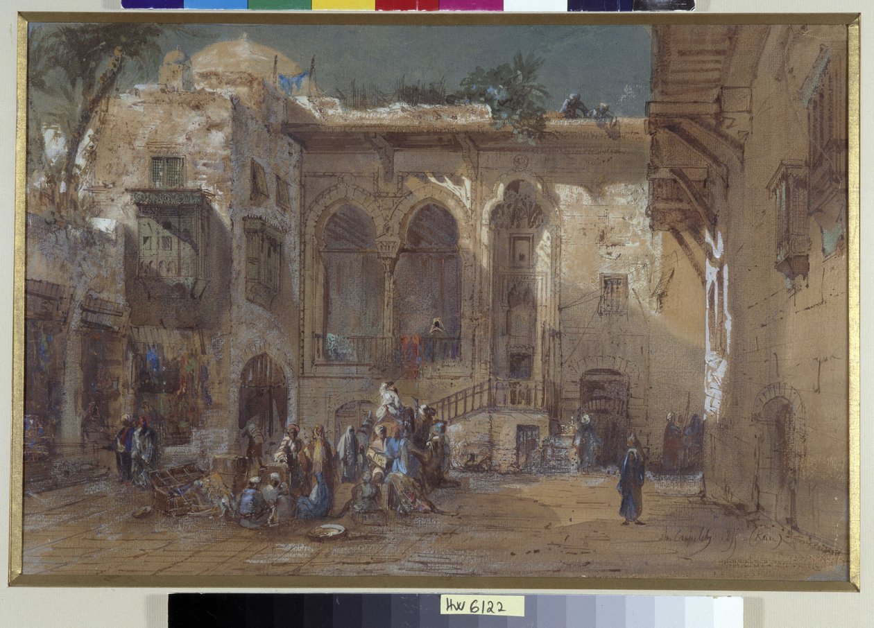 Une place animée au Caire, Égypte - Louis Amable Crapelet