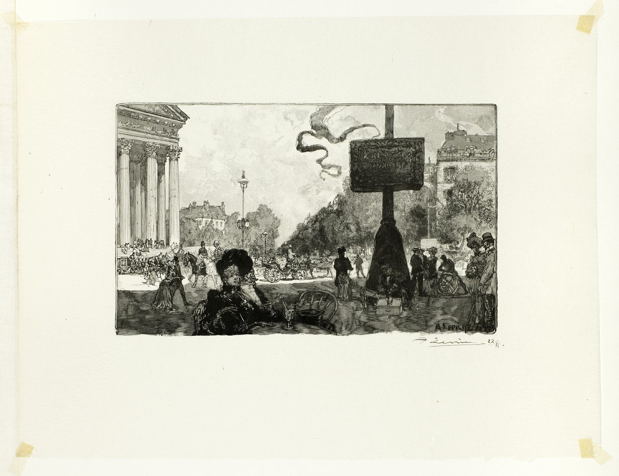 Corner of the Rue Royale, plate sixteen from Le Long de la Seine et des Boulevards - Louis Auguste Lepère