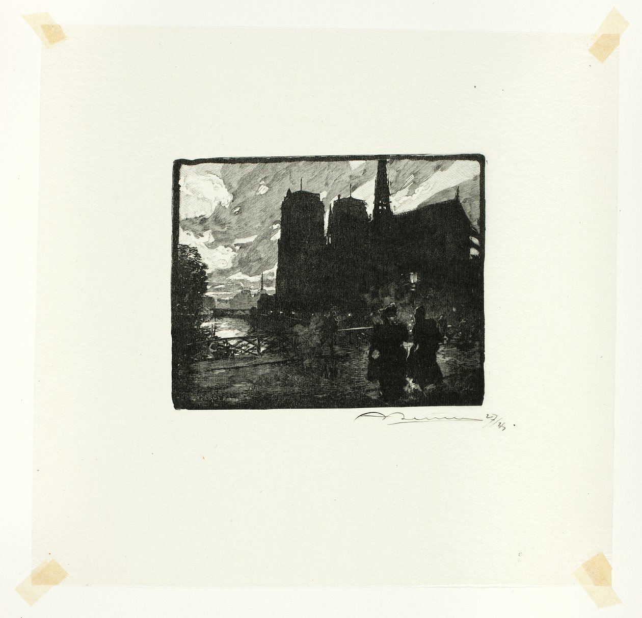 Notre-Dame, Evening, plate eight from Le Long de la Seine et des Boulevards - Louis Auguste Lepère