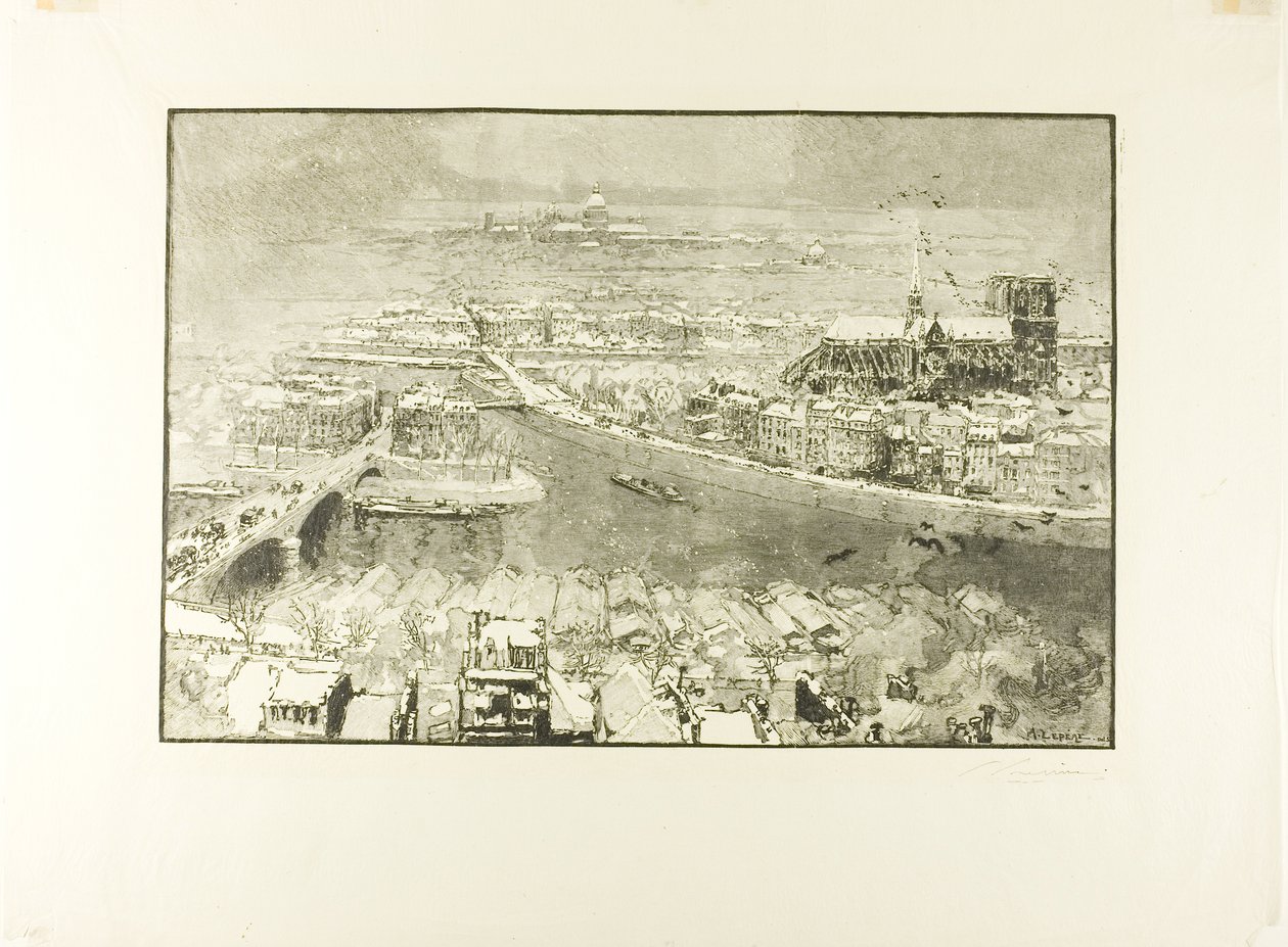 Paris sous la neige, vue de la tour de Saint-Gervais - Louis Auguste Lepère
