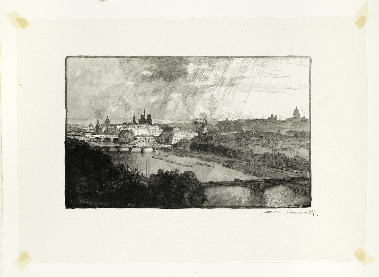Paris, vu du Pavillon de Flore, planche onze du Long de la Seine et des Boulevards - Louis Auguste Lepère