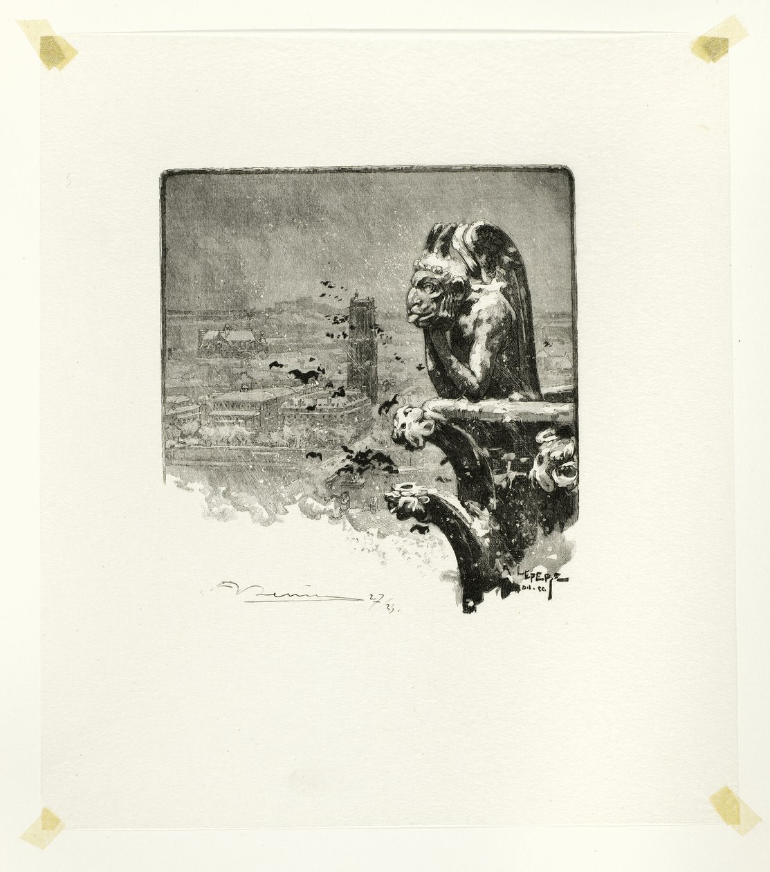 The Vampire of Notre-Dame, plate nine from Le Long de la Seine et des Boulevards - Louis Auguste Lepère