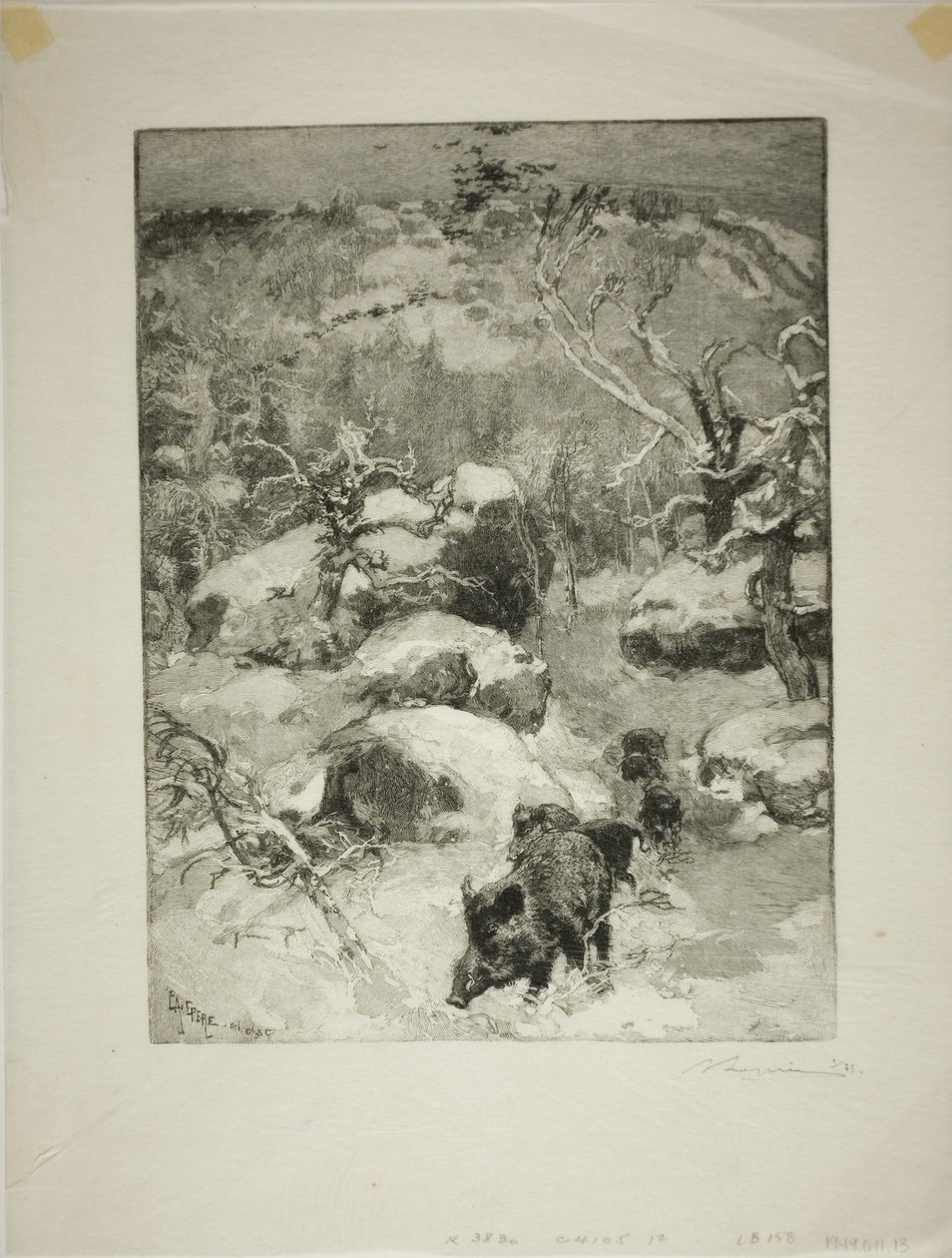 Winter: Cuvier-Châtillon Cliff - Louis Auguste Lepère