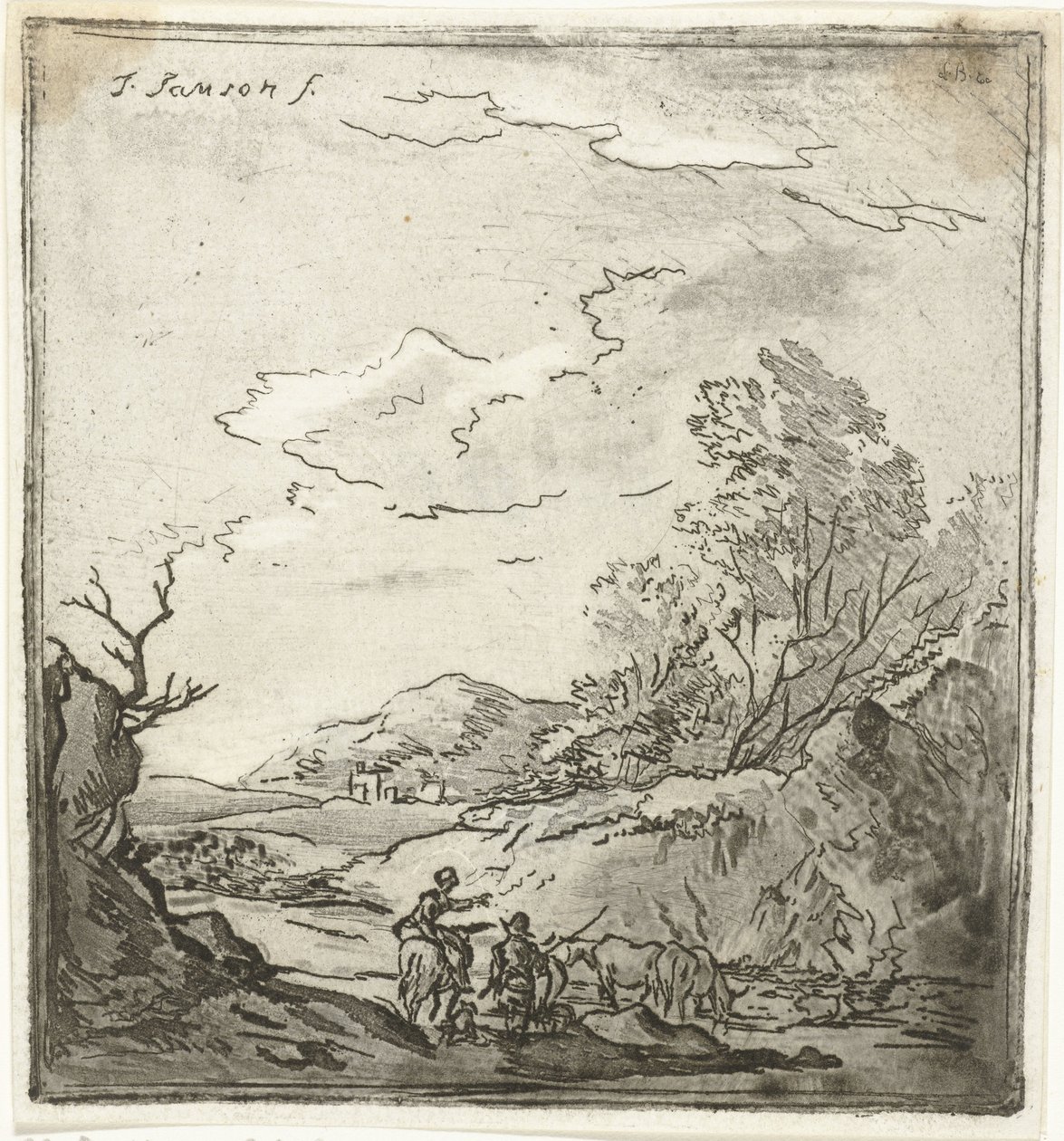 Paysage avec cavalier et berger - Louis Bernard Coclers