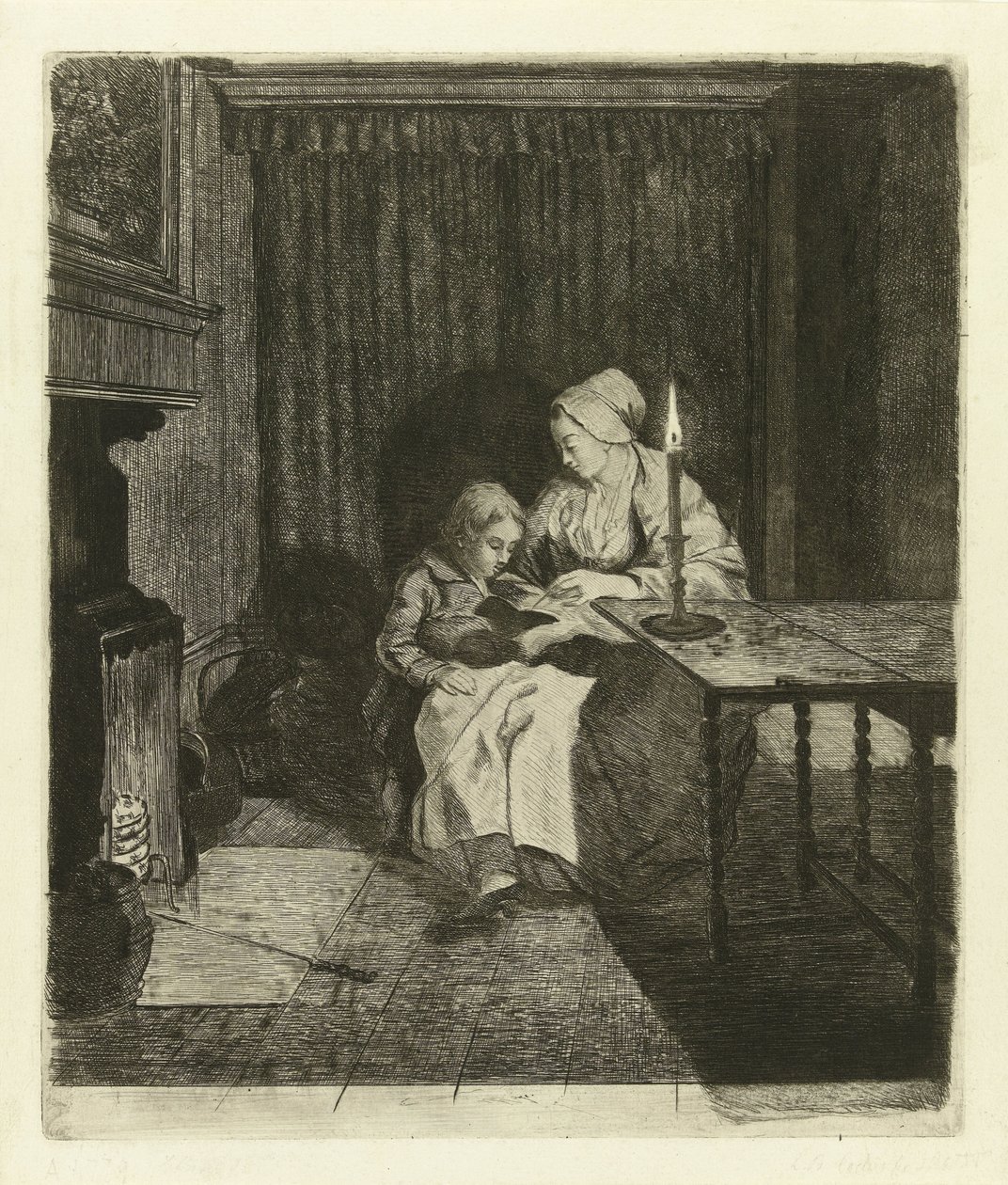 Une mère enseigne à son fils - Louis Bernard Coclers