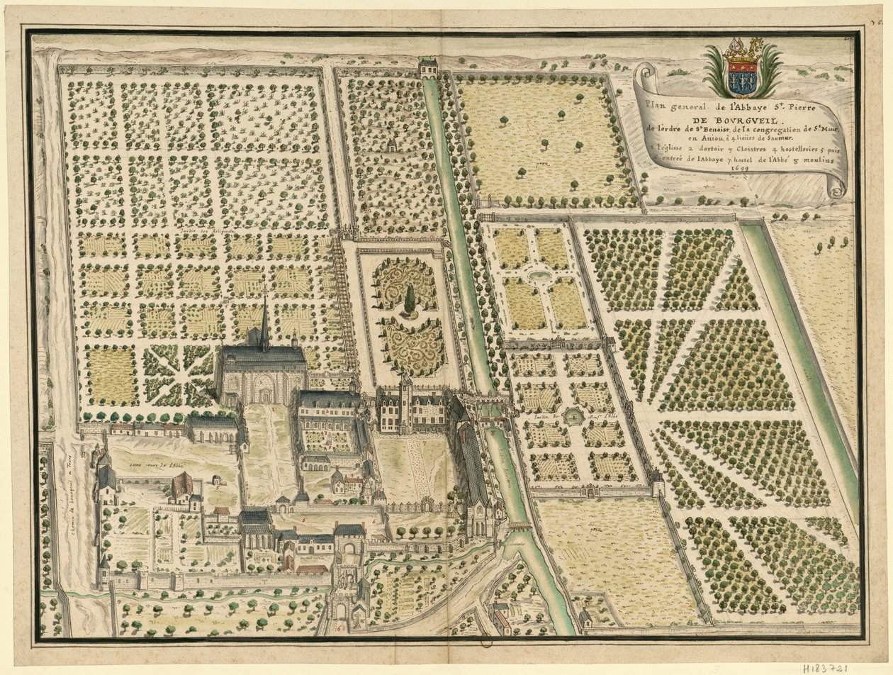 Abbaye de Bourgueil, plan général - Louis Boudan