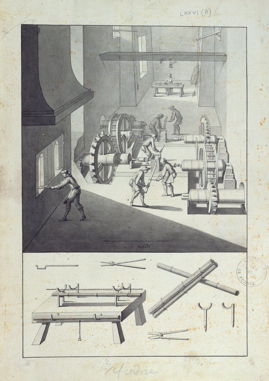Fabrication de canons, dessin pour la 