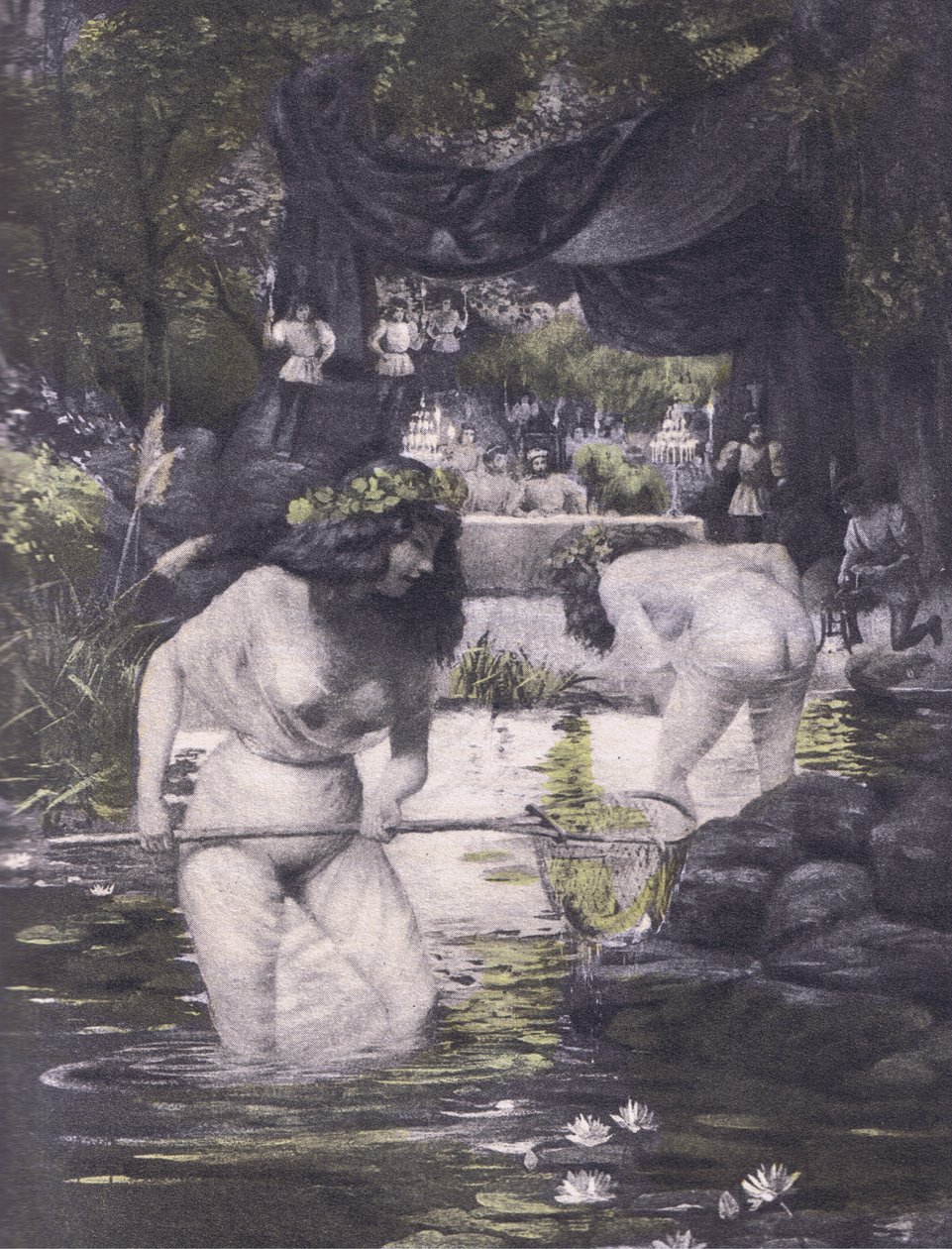 Ginerva et Isotta, illustration du Décaméron de Boccace publié par la Société Navarre années 1930 (litho) - Louis Chalon