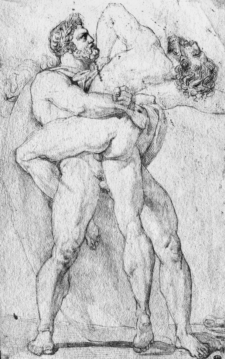 Hercule étranglant Antée - Louis Charles Auguste Couder