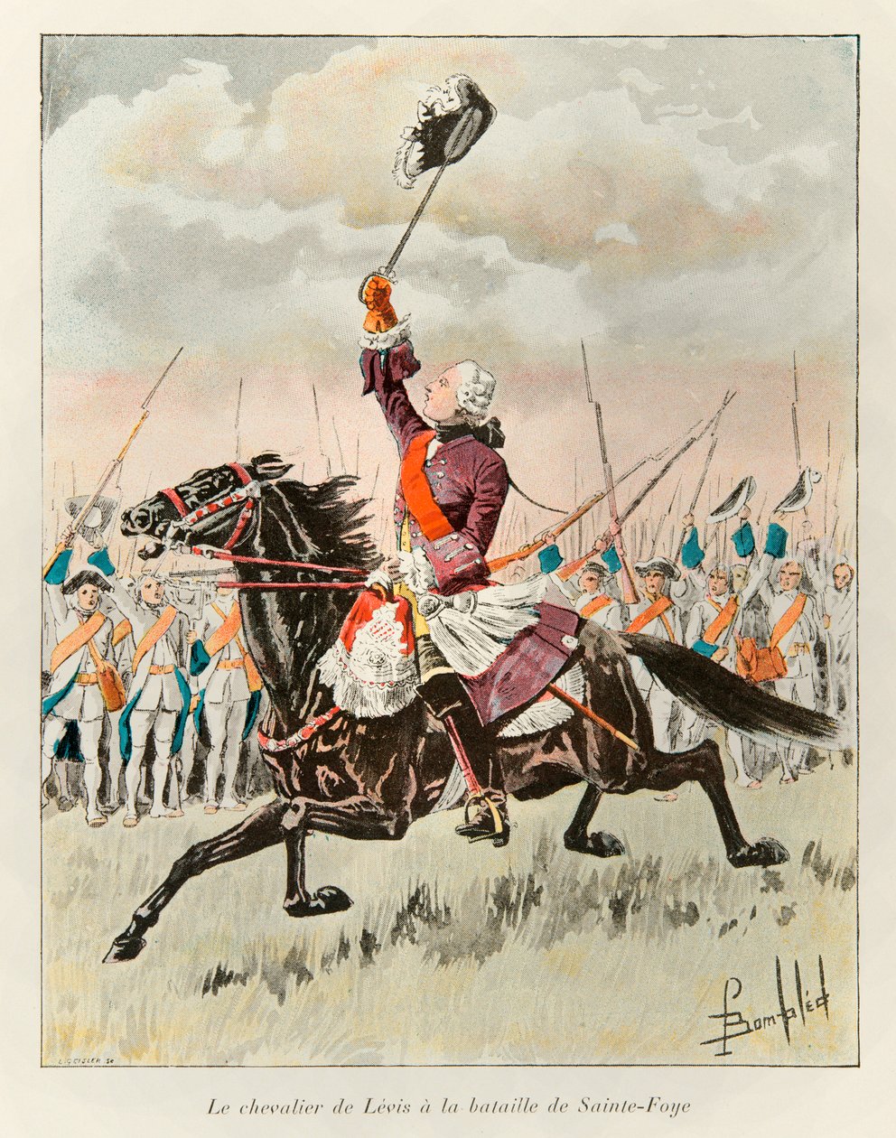 Bombled Louis (1862 - 1927) ; Le Chevalier de Lévis (François Gaston de Lévis 1719 - 1787) à la bataille de Sainte Foy en 1760 contre les Anglais ; Histoire de la Nouvelle-France par Eugène Guénin - 1900 - Coll, Part. - Louis Charles Bombled