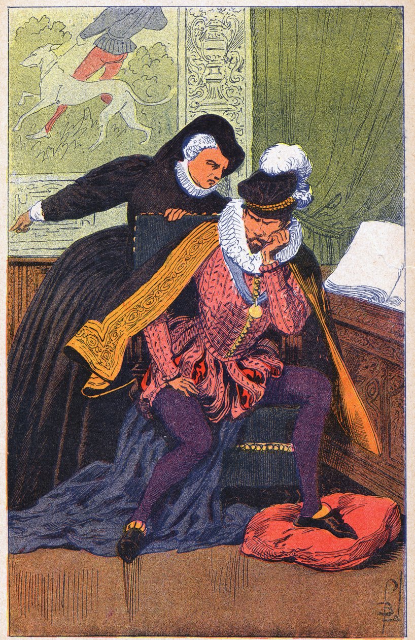 Catherine de Médicis et son fils Charles IX - Louis Charles Bombled