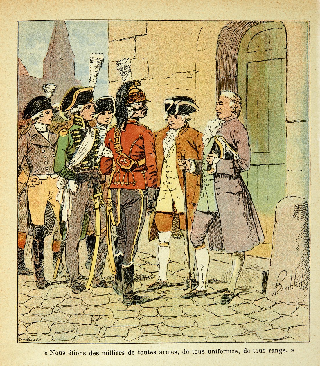 Illustration de Louis Bombled (1862-1927) du livre « Le Mémorial de Sainte-Hélène » du comte Emmanuel de Las Cases (1766-1842) : Émigrés à Coblence pendant la Révolution - Louis Charles Bombled