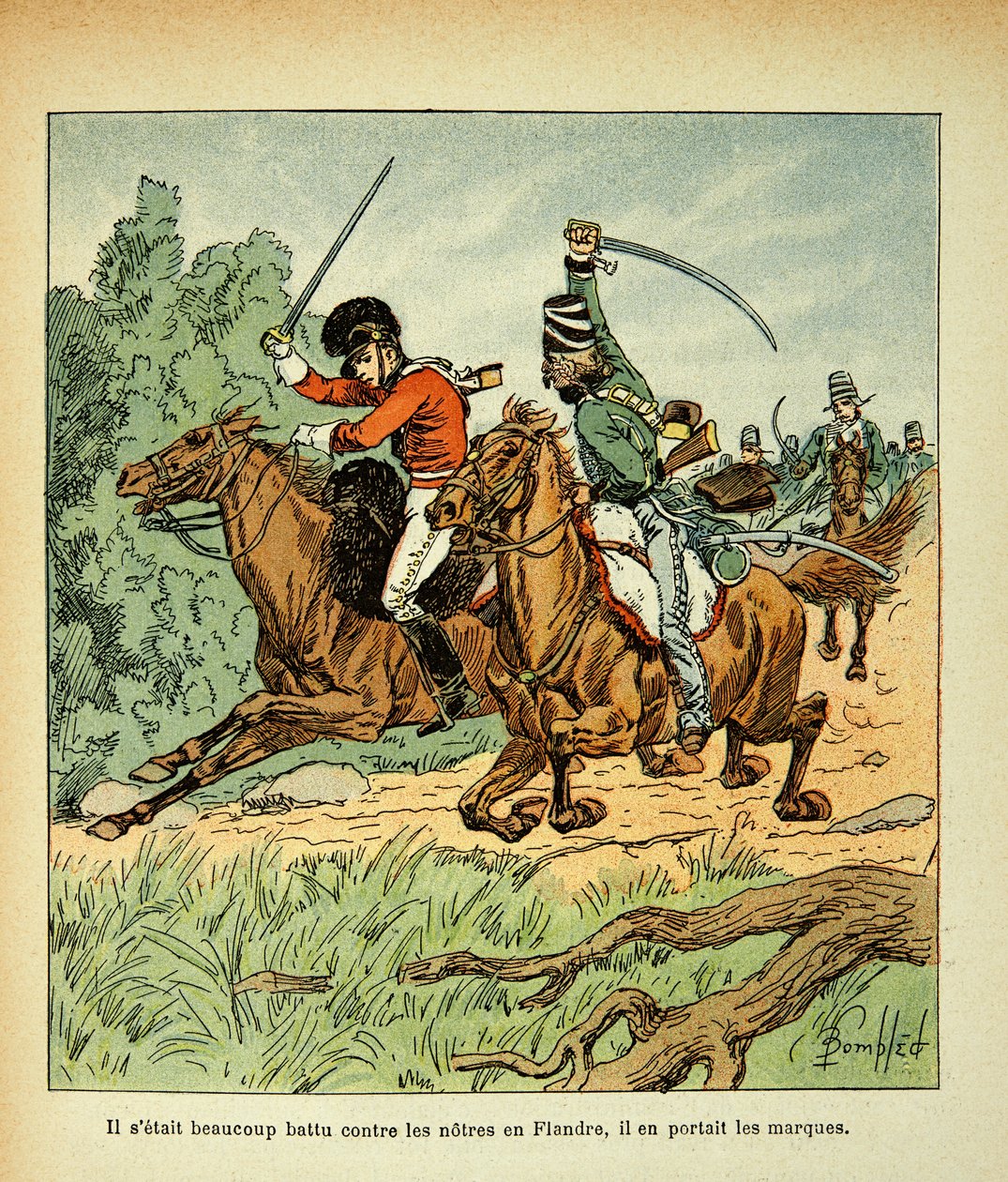 Combat entre cavaliers français et anglais, Collection privée - Louis Charles Bombled