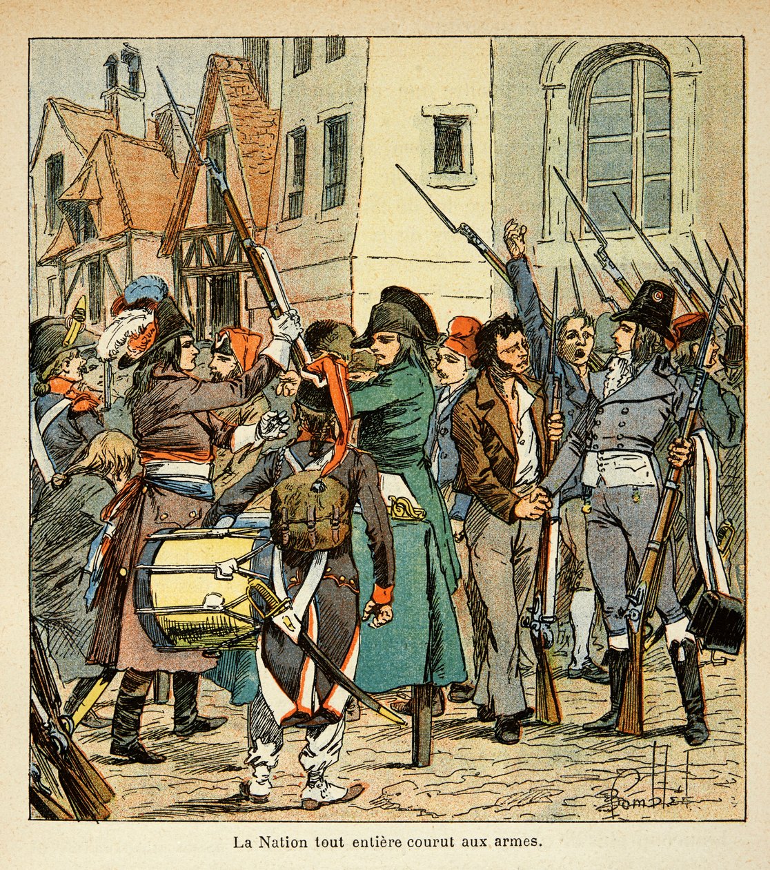 Illustration du livre « Le Mémorial de Sainte-Hélène » par le comte Emmanuel de Las Cases : Toute la Nation se précipita aux armes contre les Anglais - Louis Charles Bombled