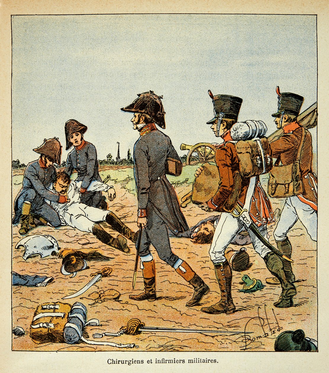 Illustration par Louis Bombled (1862-1927) tirée du livre « Le Mémorial de Sainte-Hélène » par le comte Emmanuel de Las Cases (1766-1842) : Portrait de chirurgiens militaires et d