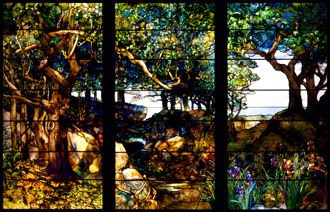 Paysage boisé en trois panneaux - Louis Comfort Tiffany
