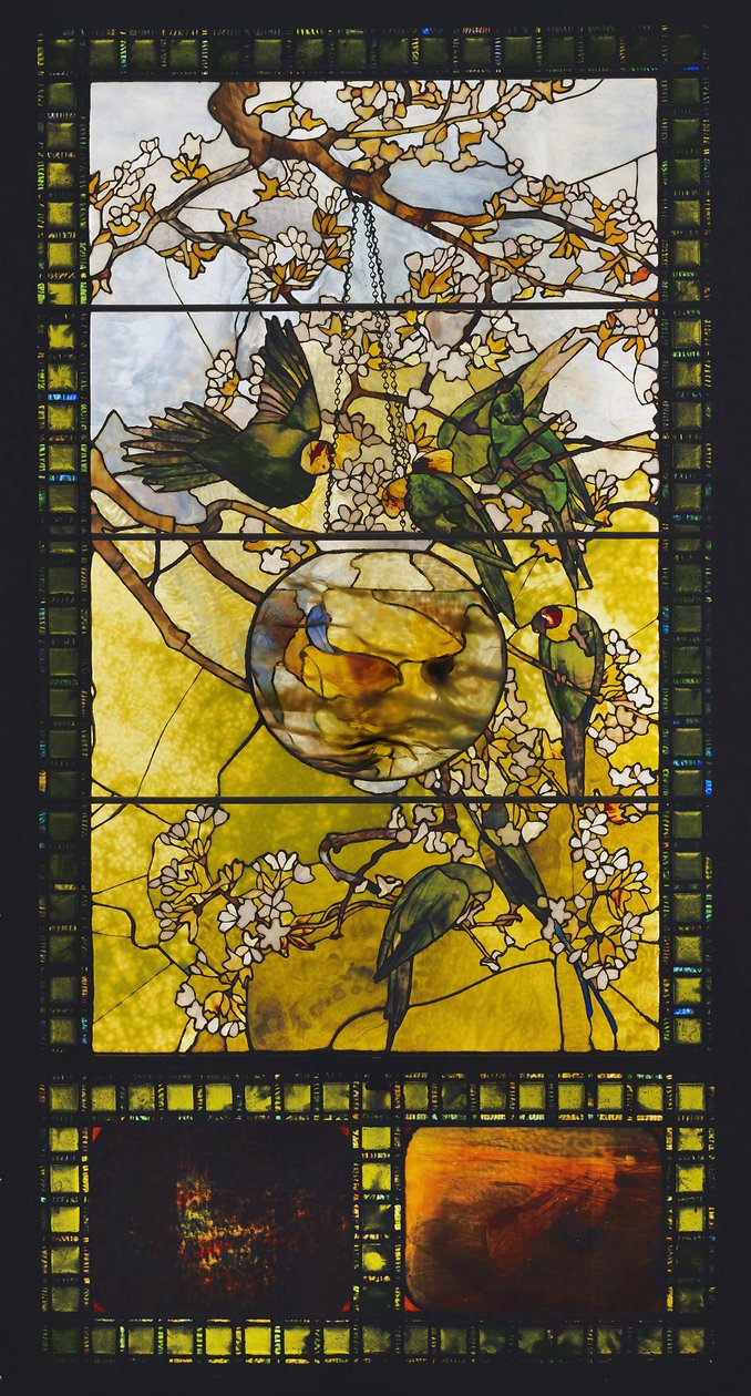 Perruches et bocal à poissons rouges, vers 1893 - Louis Comfort Tiffany