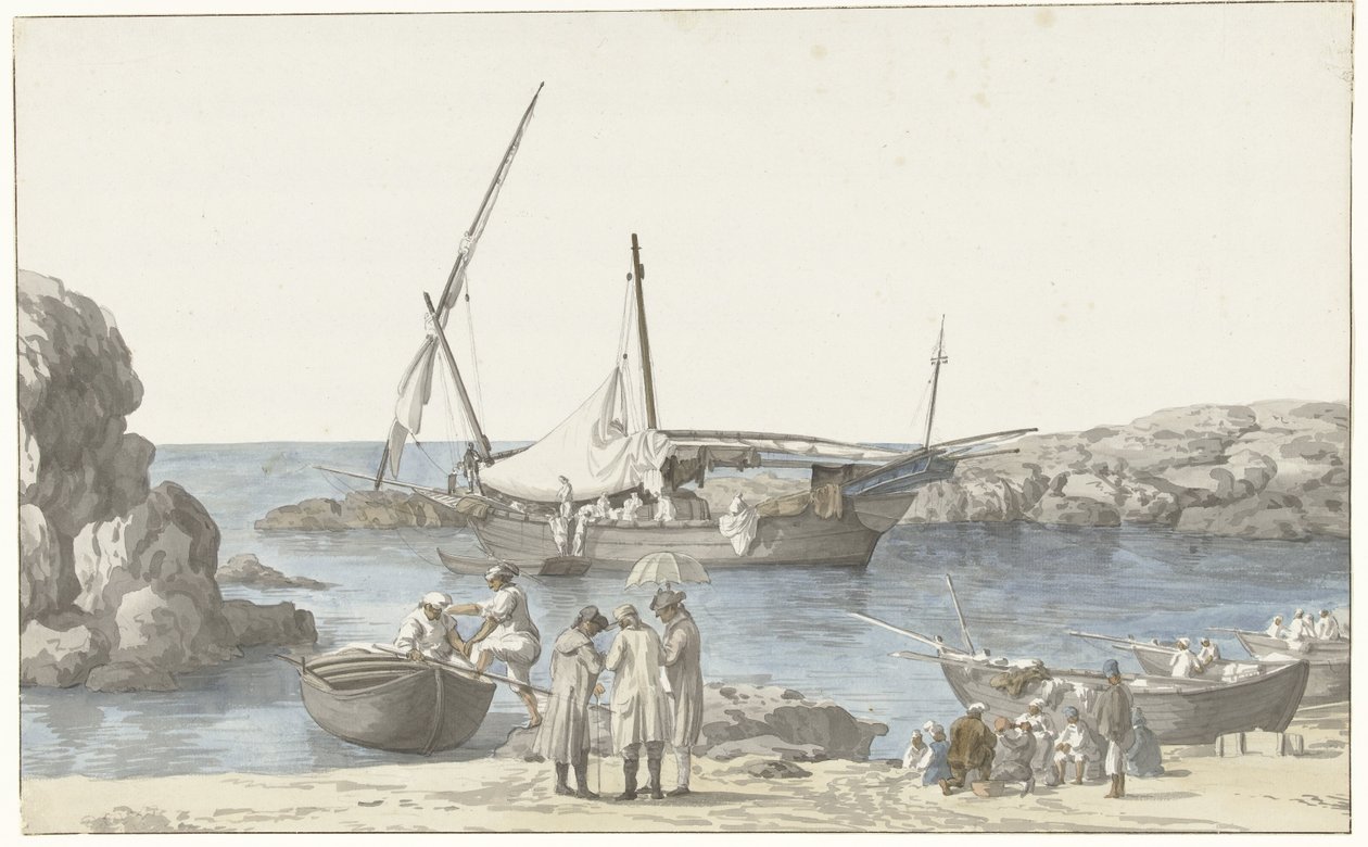 Vue de Tarente et du port de Luogo Vivo (Voyage en Italie, en Sicile et à Malte - 1778) - Louis Ducros