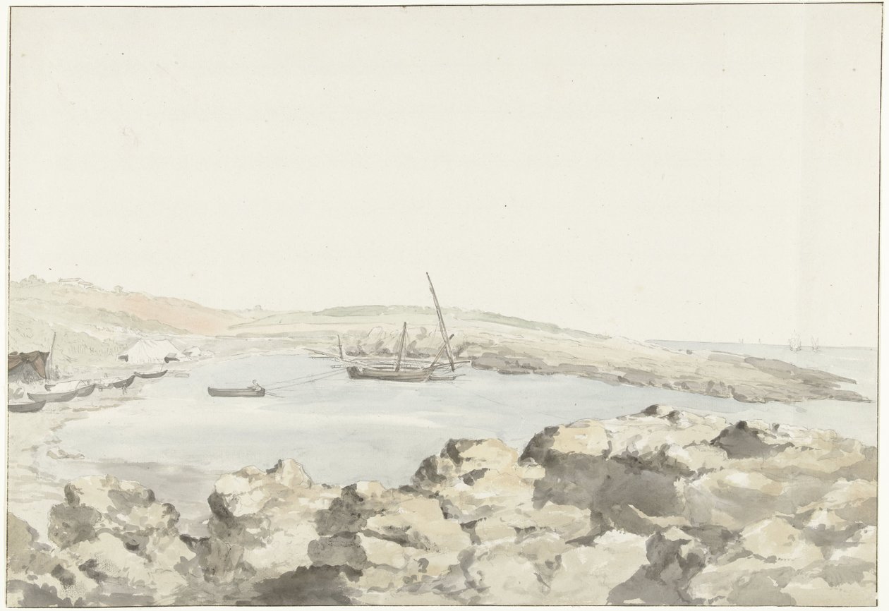 Vue du port de Luogo Vivo (Voyage en Italie, en Sicile et à Malte - 1778) - Louis Ducros