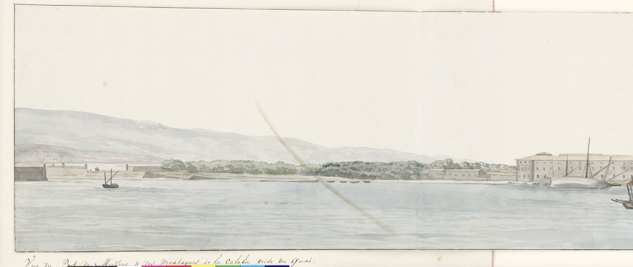 Vue du port de Messine et des montagnes de Calabre, prise du quai - Louis Ducros
