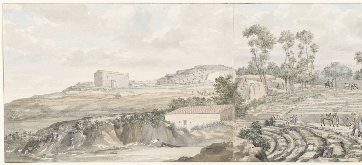 Intérieur avec escaliers du théâtre de Syracuse (Voyage en Italie, en Sicile et à Malte - 1778) - Louis Ducros
