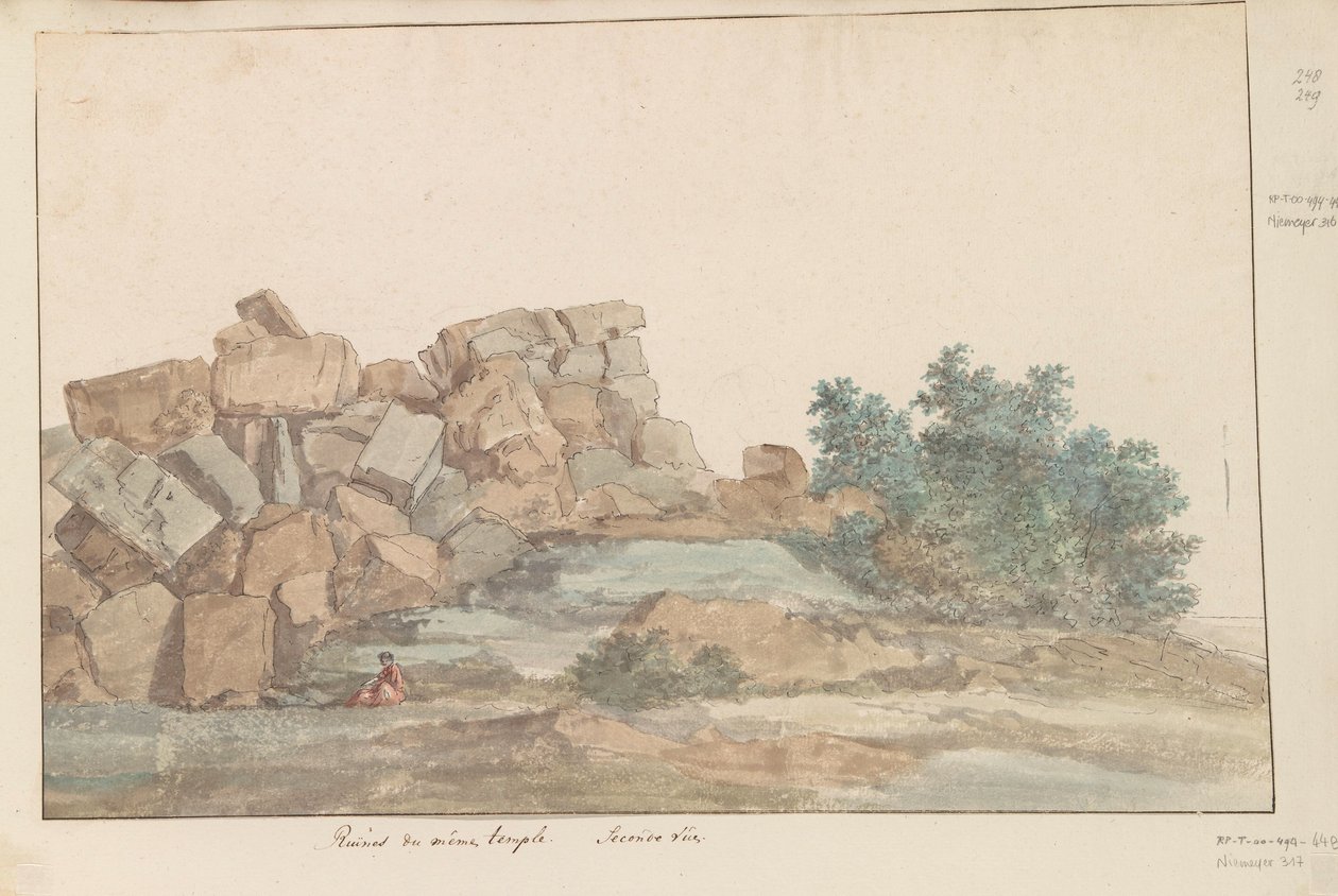 Ruines du temple de Zeus Olympien à Agrigente (Voyage en Italie, en Sicile et à Malte - 1778) - Louis Ducros