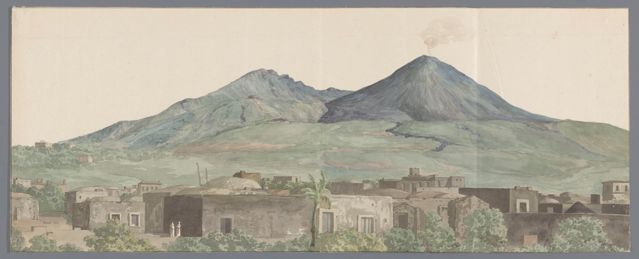 Vésuve vu de Portici avec les coulées de lave de 1777, 1771 et 1731 (Voyage en Italie, en Sicile et à Malte - 1778) - Louis Ducros