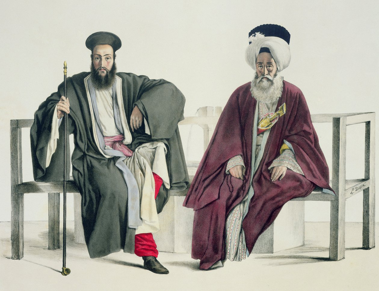 Un prêtre grec et un Turc, gravé par les frères Thierry, 1825 - Louis Dupré